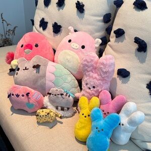 Squishmallows Plush Toy Set - Pink, Gray, Blue, Yellow